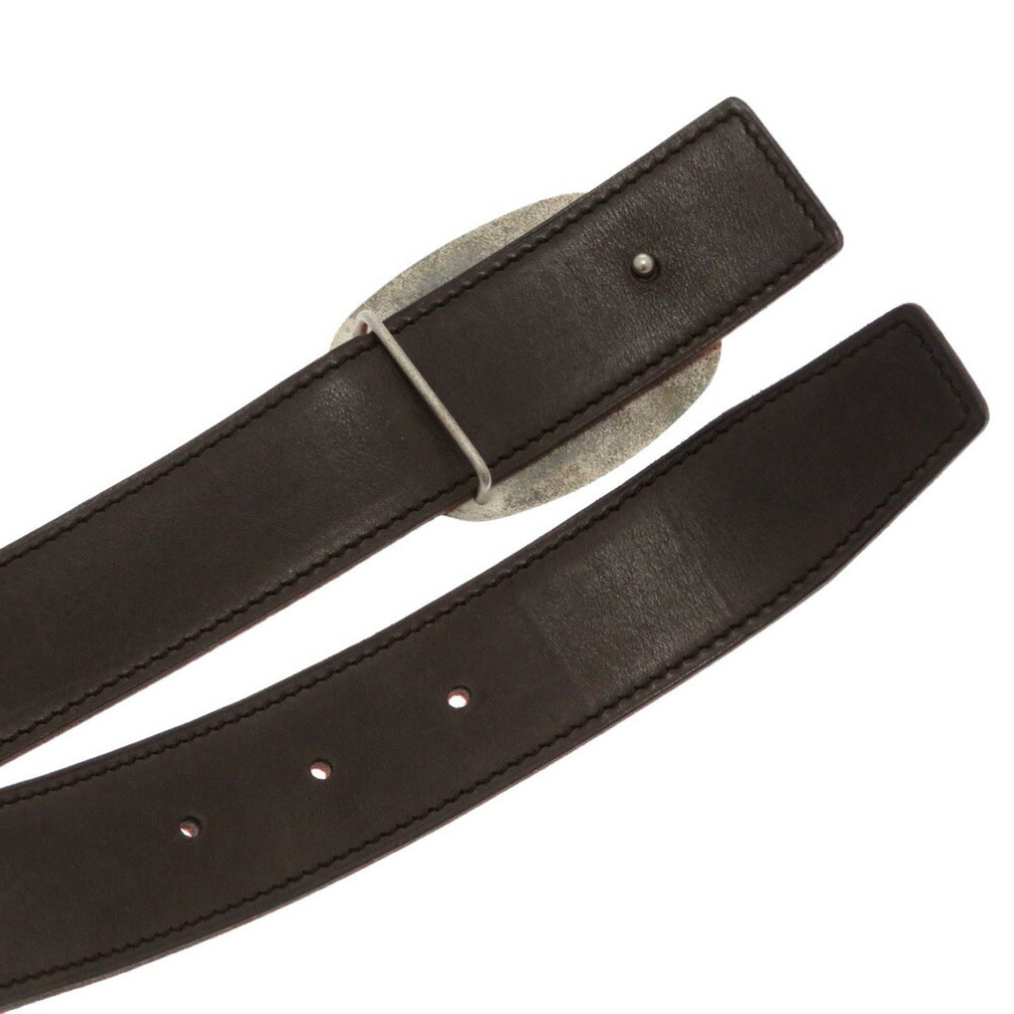 Hermes Belt Vibrato Leather Orange Brown 0182 HERMES