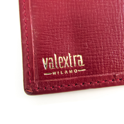 Valextra Unisex  Embossed Calf Leather Long Wallet (tri-fold) Bordeaux