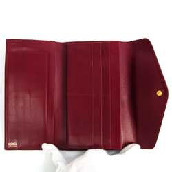 Valextra Unisex  Embossed Calf Leather Long Wallet (tri-fold) Bordeaux