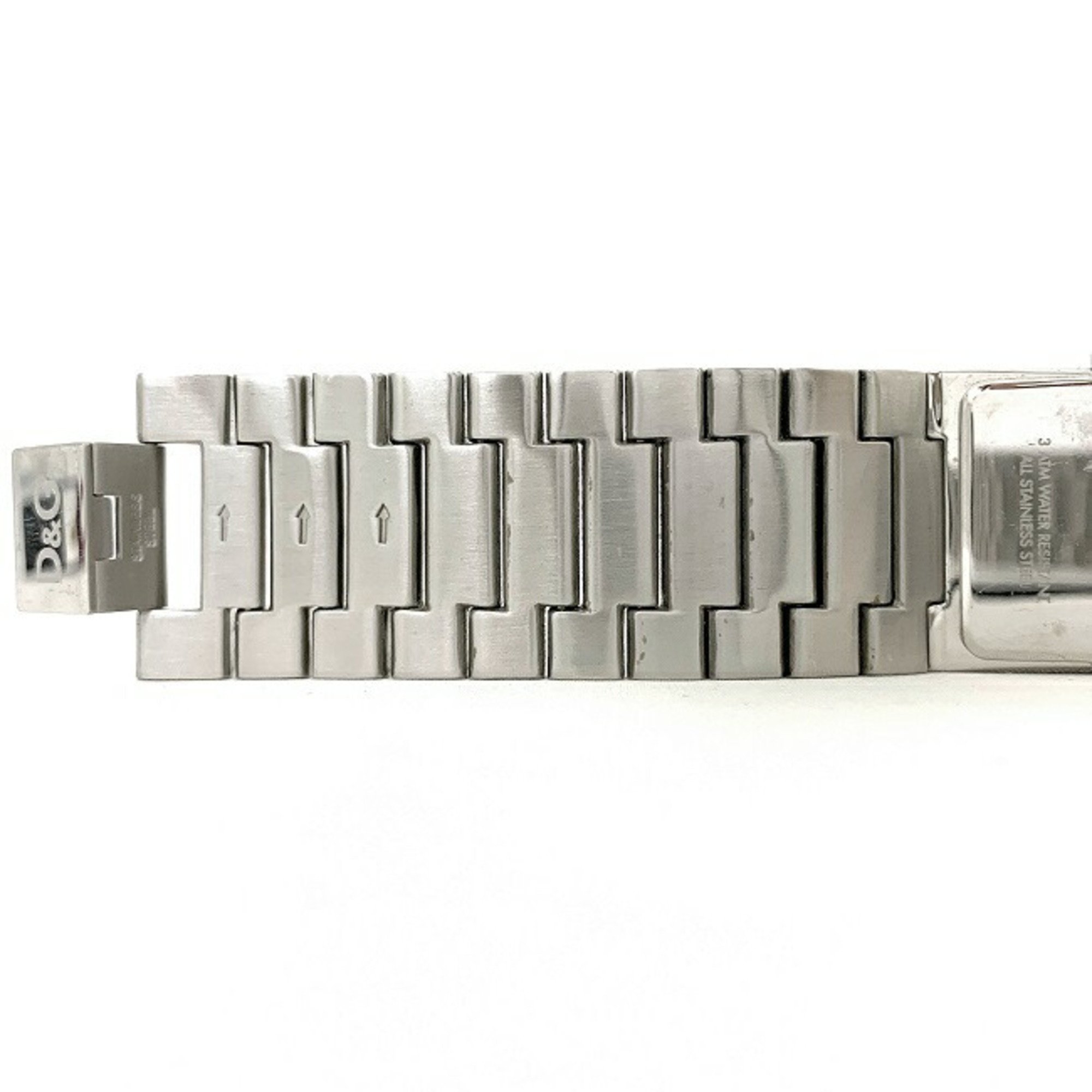 Dolce & Gabbana Watch Silver Rhinestone SS D G Ladies Stainless Steel Quartz Square 2 Hands Analog