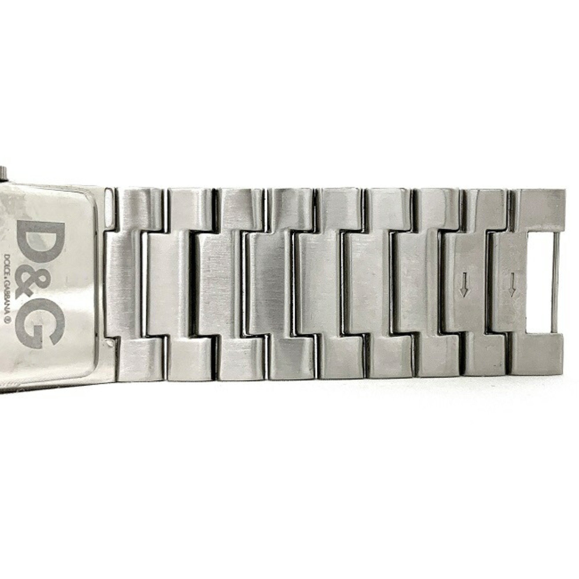 Dolce & Gabbana Watch Silver Rhinestone SS D G Ladies Stainless Steel Quartz Square 2 Hands Analog