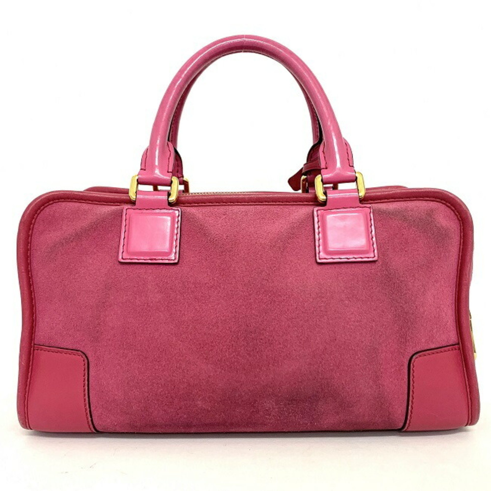Loewe Amazona 28 Pink Handbag Leather Suede LOEWE Ladies Bag Ribbon Embossed