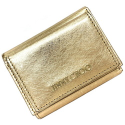 Jimmy Choo Tri-Fold Wallet Gold NAIMA ETZ 173 Leather JIMMY CHOO Ladies