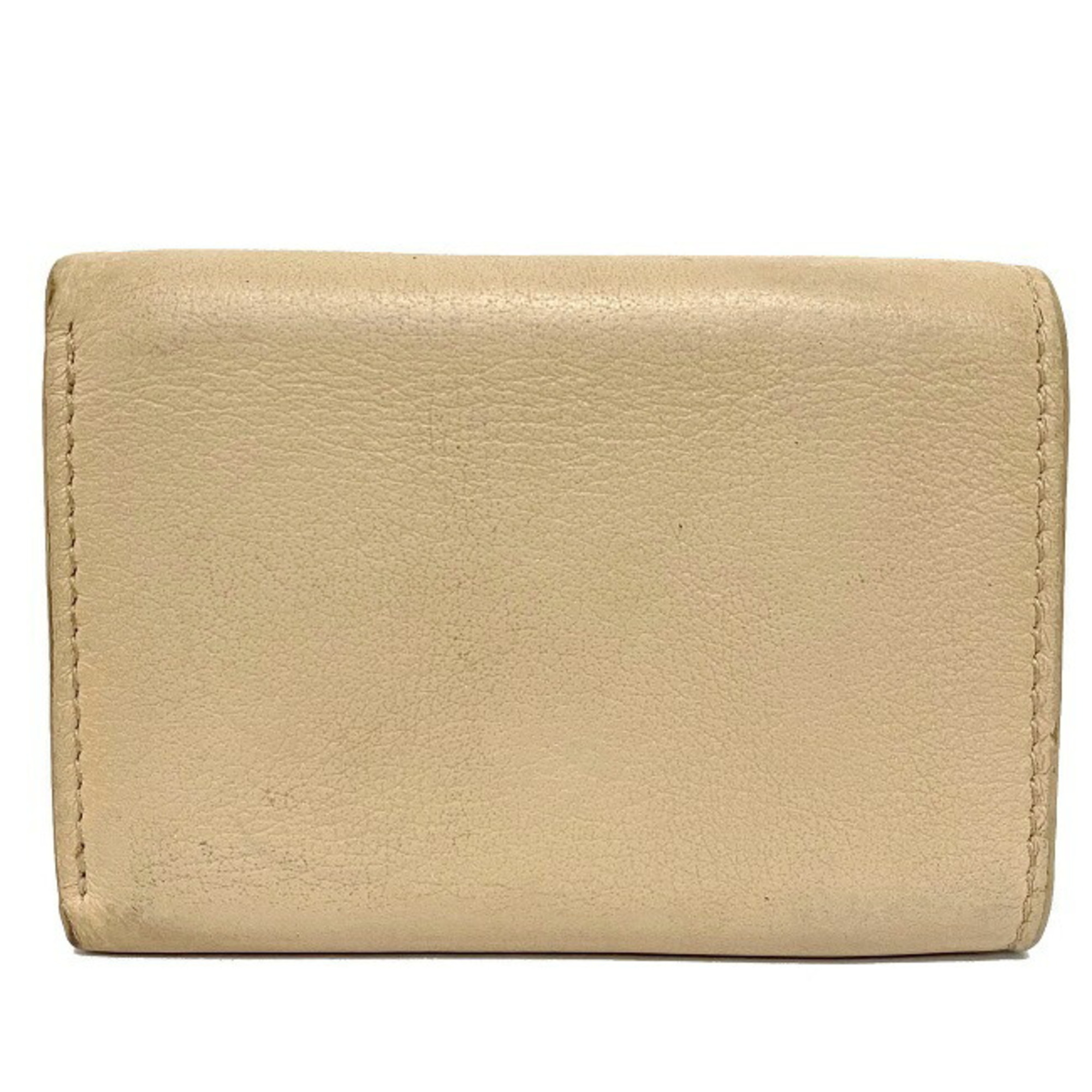 Balenciaga Women's Leather Wallet (tri-fold) Beige