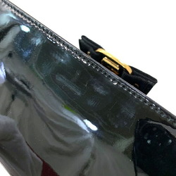 Salvatore Ferragamo Long Bi-Fold Wallet Vala Patent Enamel Leather Ribbon Metal Fittings Women's