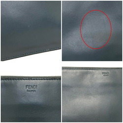 Fendi Clutch Bag Gray Silver Mon 7N0078 Plate Pouch Second Leather FENDI Women's Men's Dual