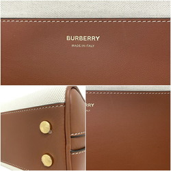 Burberry Medium Canvas Half Cube Bag Beige Brown Key Crochet 80368541 Cotton Leather BURBERRY