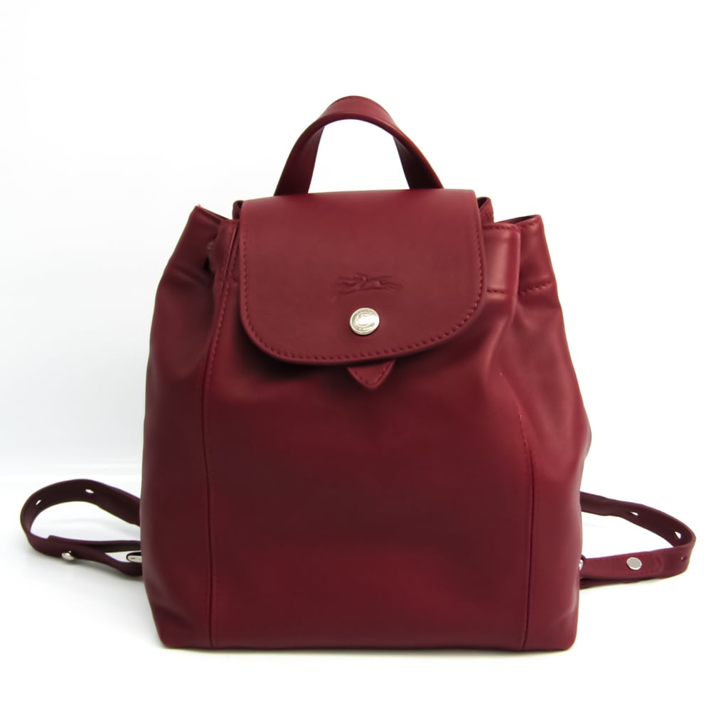 Longchamp Le Pliage Cuir 1306 737 945 Women's Leather Backpack Dark Red