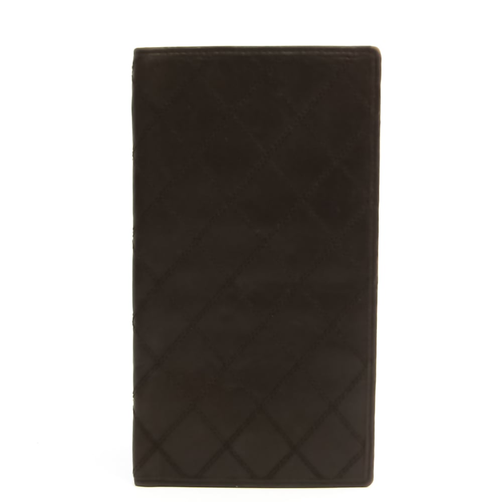 Chanel Bicolor Women's Lambskin Long Bill Wallet (bi-fold) Brown