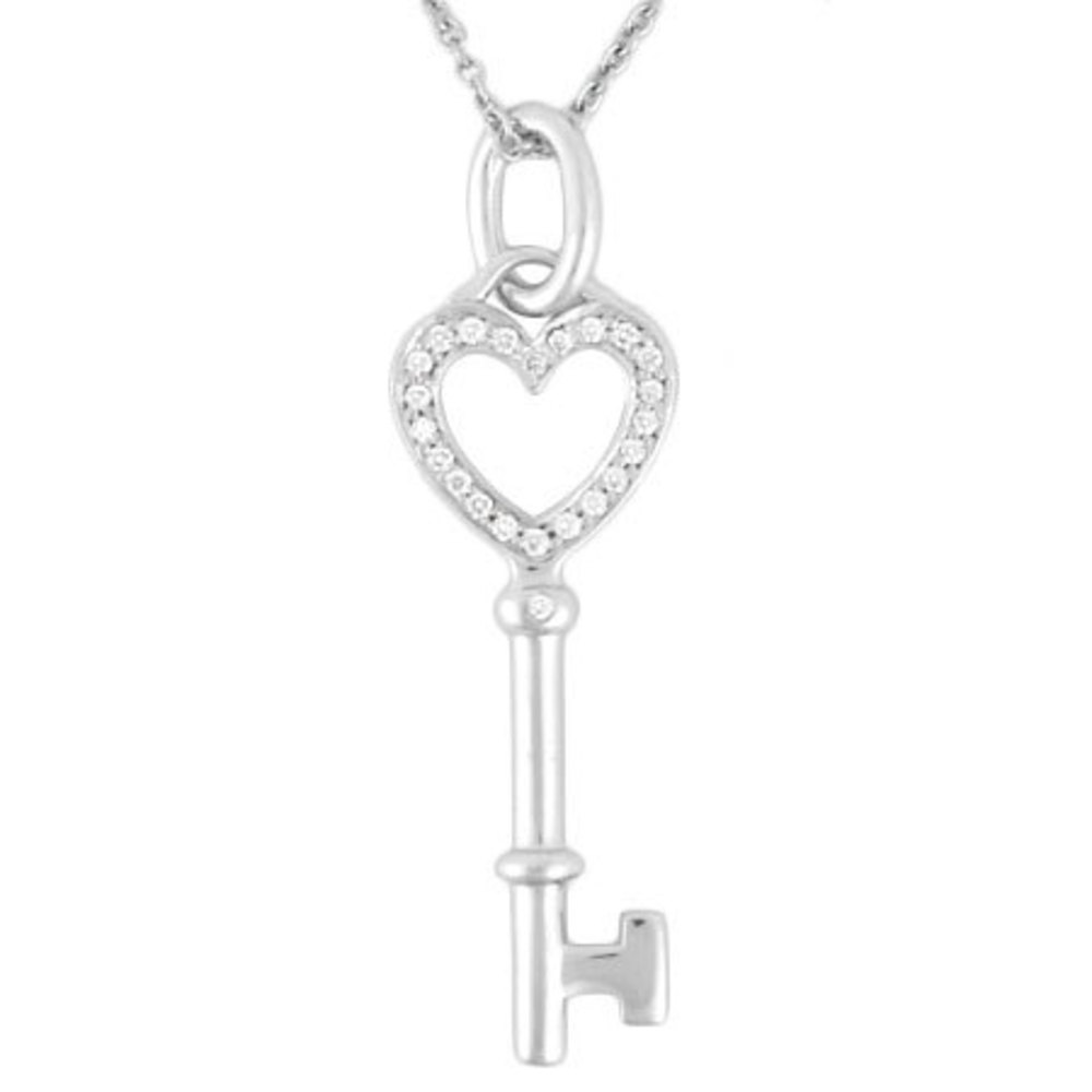 Tiffany & Co Heart Key Mini Necklace Diamond K18WG Pendant | eLADY