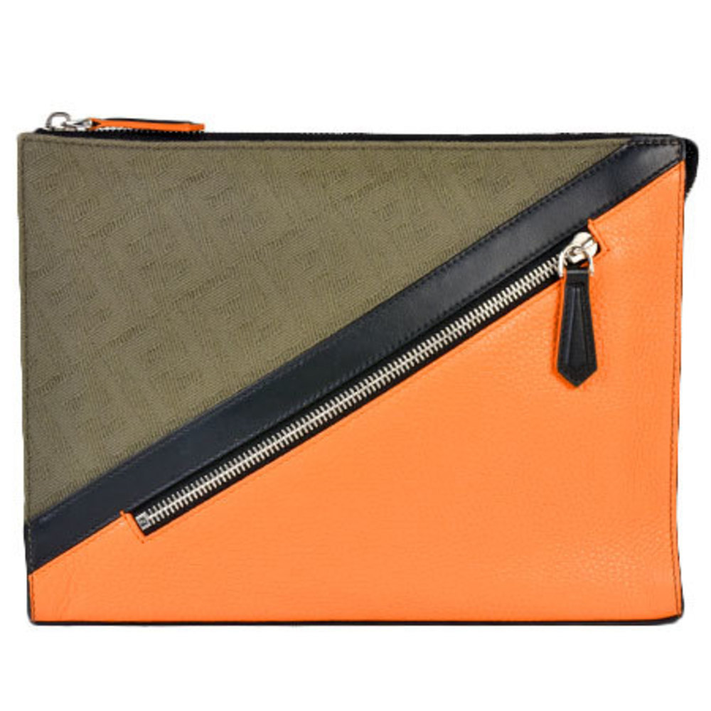 Fendi clutch bag in fabric and leather
