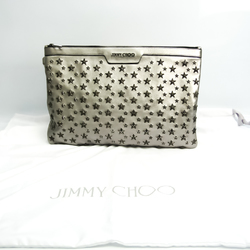 Jimmy Choo DEREK Unisex Leather Studded Clutch Bag Silver