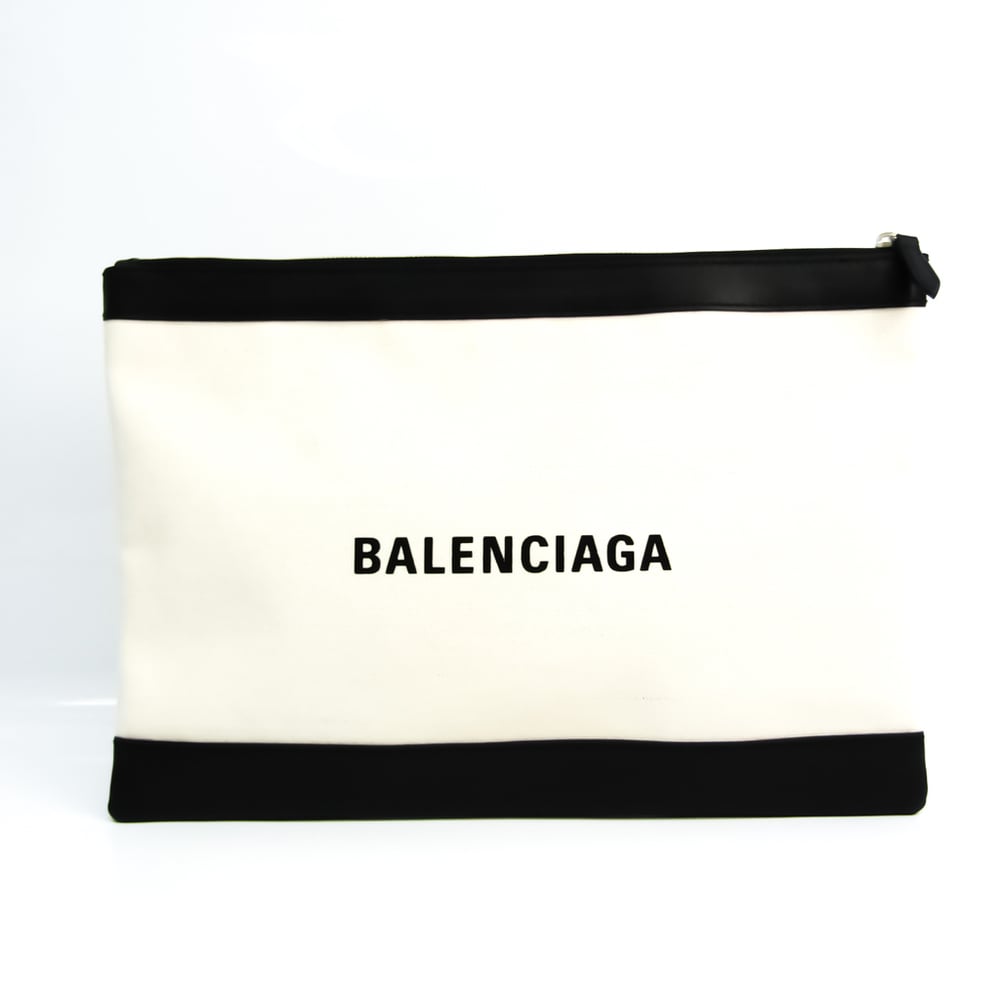 fly marked maskine Balenciaga NAVY CLIP M 420407 Unisex Leather,Canvas Clutch Bag Black,White  | eLADY Globazone
