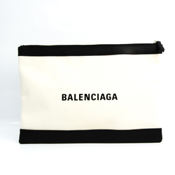 Balenciaga NAVY CLIP M 420407 Unisex Leather,Canvas Clutch Bag Black,White
