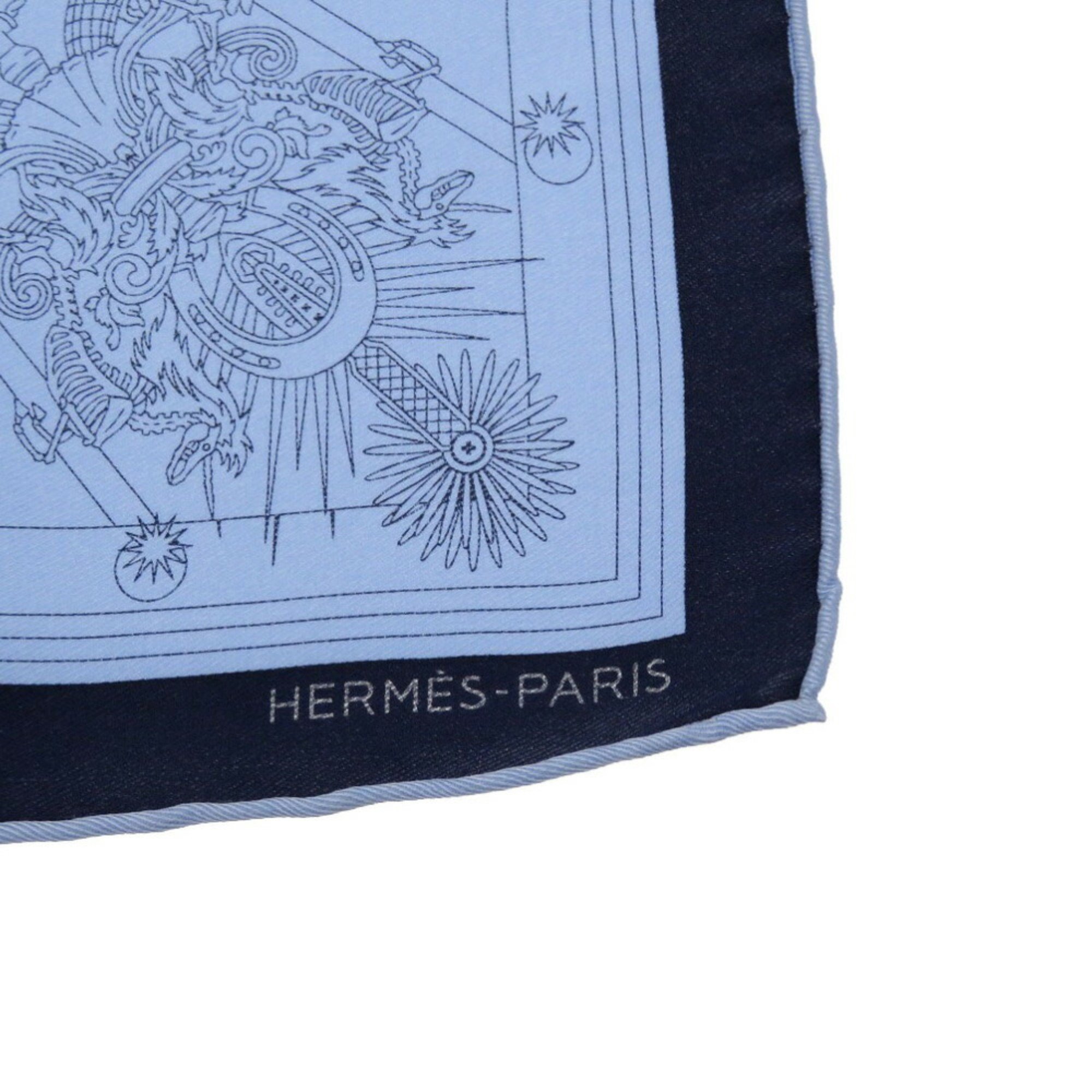 Hermes HERMES Carre Muffler 45 Petit C'est La Fete Cerafit Silk Marine Scarf