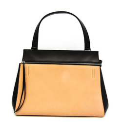 Celine Edge Large 172603 Women's Leather Handbag Black,Dark Beige