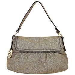 Fendi Handbag Gold Lame 8BK042 Canvas Leather FENDI Semi-shoulder Bag Flap One Shoulder Ladies