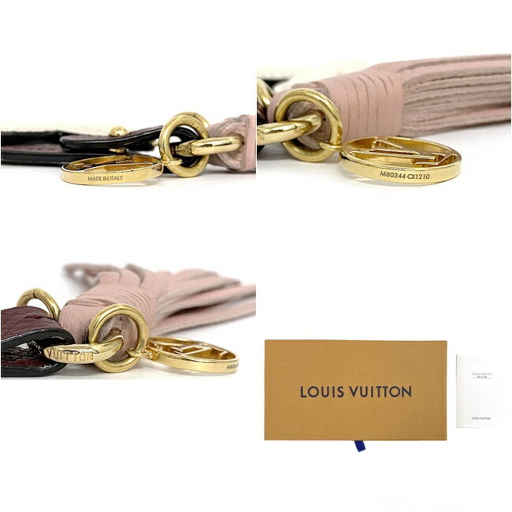 Louis Vuitton Bag Charm Bijoux Sack Tassel Red Pink White Gold M80244 Leather GP CX1210 LOUIS VUITTON Monogram Flower LV Circle Ladies