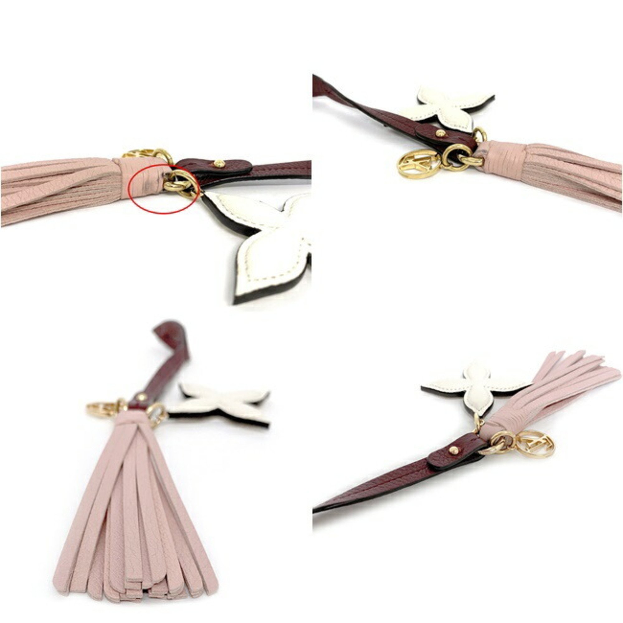 Louis Vuitton Bag Charm Bijoux Sack Tassel Red Pink White Gold M80244 Leather GP CX1210 LOUIS VUITTON Monogram Flower LV Circle Ladies