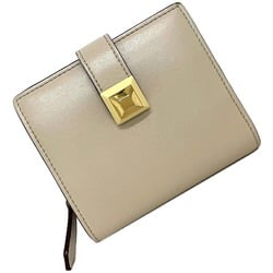 Fendi Bi-Fold Wallet Beige Pink Gold 8M0386 SWD Leather FENDI Mini Studs Women's Cream