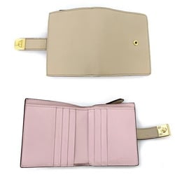 Fendi Bi-Fold Wallet Beige Pink Gold 8M0386 SWD Leather FENDI Mini Studs Women's Cream