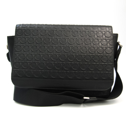 Salvatore Ferragamo Gancini FZ-24 A441 Women's Leather Shoulder Bag Black