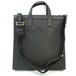 Salvatore Ferragamo Gancini GG-24 0100 Unisex Leather Handbag Black