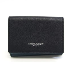 Saint Laurent Tiny Wallet 459784 Unisex Leather Wallet (tri-fold) Blue,Navy