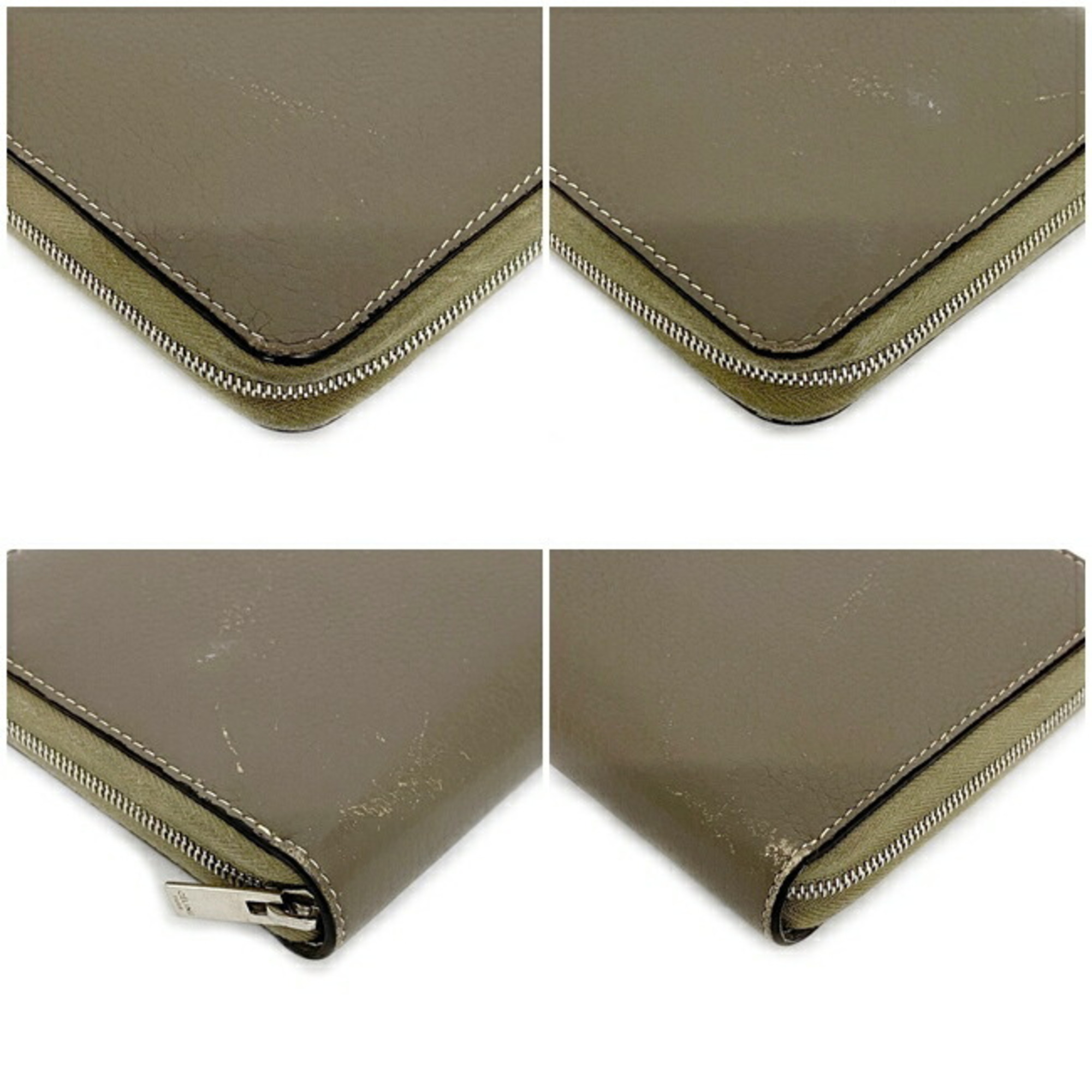 Celine Round Wallet Gray Beige Silver Yellow F GA 1187 Leather CELINE