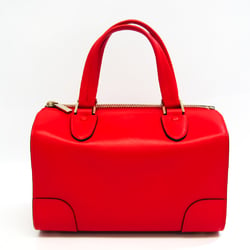Valextra Mini Boston V5C14 Women's Leather Handbag Red Color