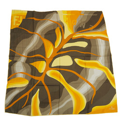 FENDI Fendi Scarf Silk Yellow x Orange Brown Marble