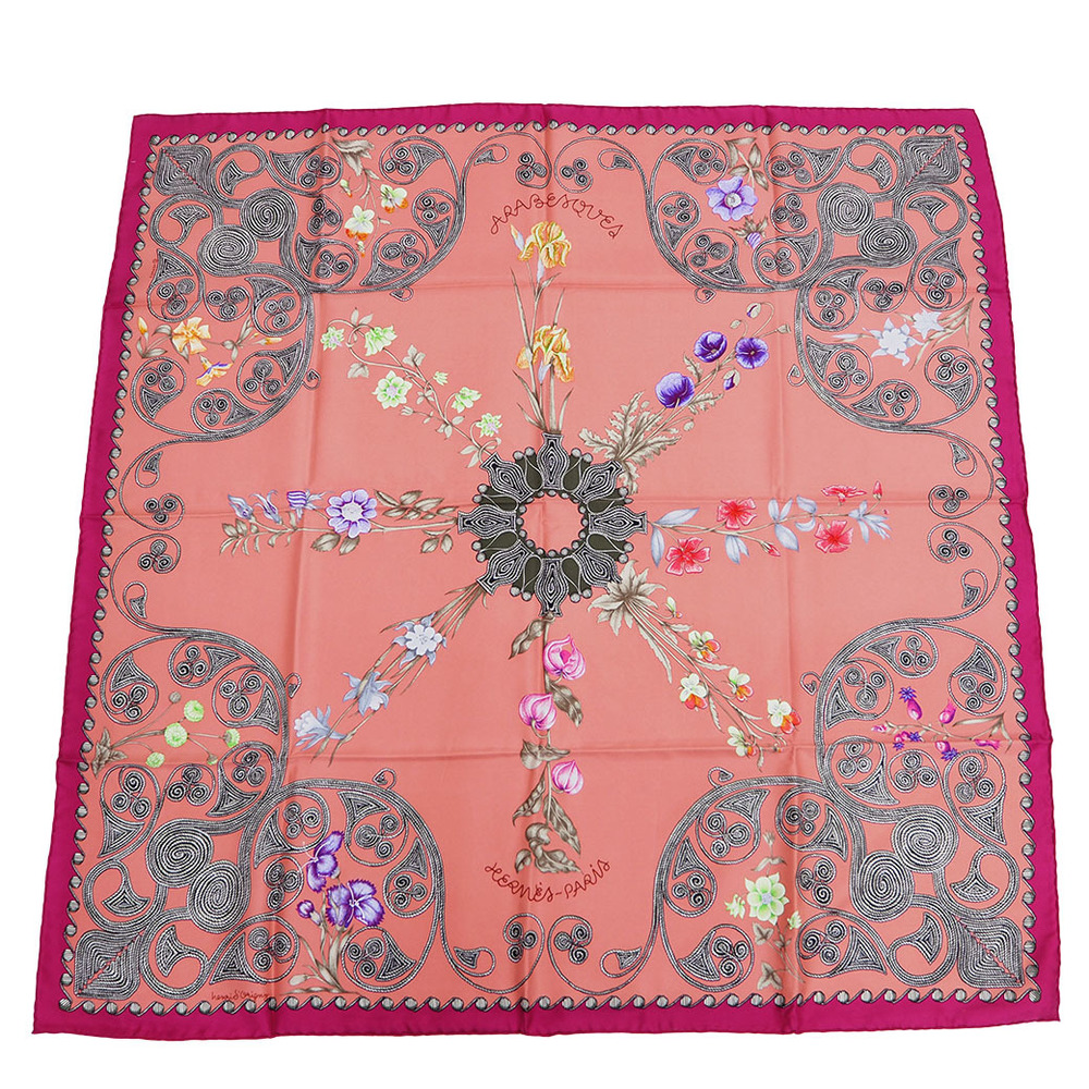 HERMES Hermes Carre 90 ARABESQUES Arabesque Pink Scarf Muffler