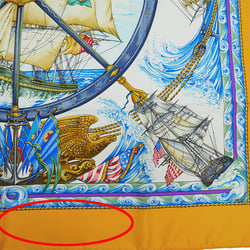 HERMES Hermes Carre 90 Vive le ven Wind Blow Yellow Rudder Ship Scarf Muffler