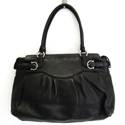 Salvatore Ferragamo Gancini DY-21 A496 Women's Leather Shoulder Bag Black