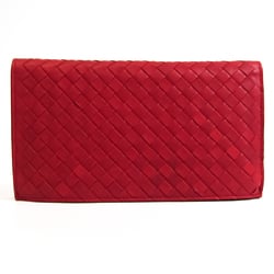 Bottega Veneta Intrecciato Women's Leather Long Wallet (bi-fold) Red Color