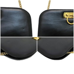 Salvatore Ferragamo Ferragamo Chain Shoulder Bag Black Gold Gancini P21 0587 Leather Calf Salvatore Metal Fittings