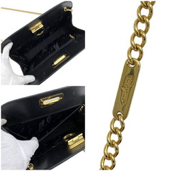 Salvatore Ferragamo Ferragamo Chain Shoulder Bag Black Gold Gancini P21 0587 Leather Calf Salvatore Metal Fittings