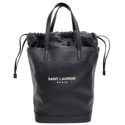 Saint Laurent SAINT LAURENT Teddy Tote Bag Black 551595 Linen Hemp Raffia