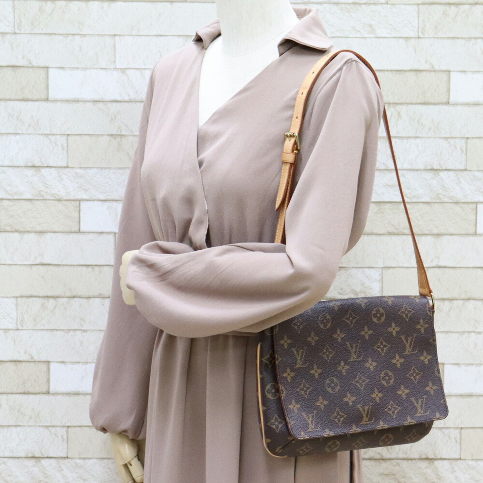 LOUIS VUITTON Shoulder Bag Monogram Musette Tango M51388 Brown Women's Canvas