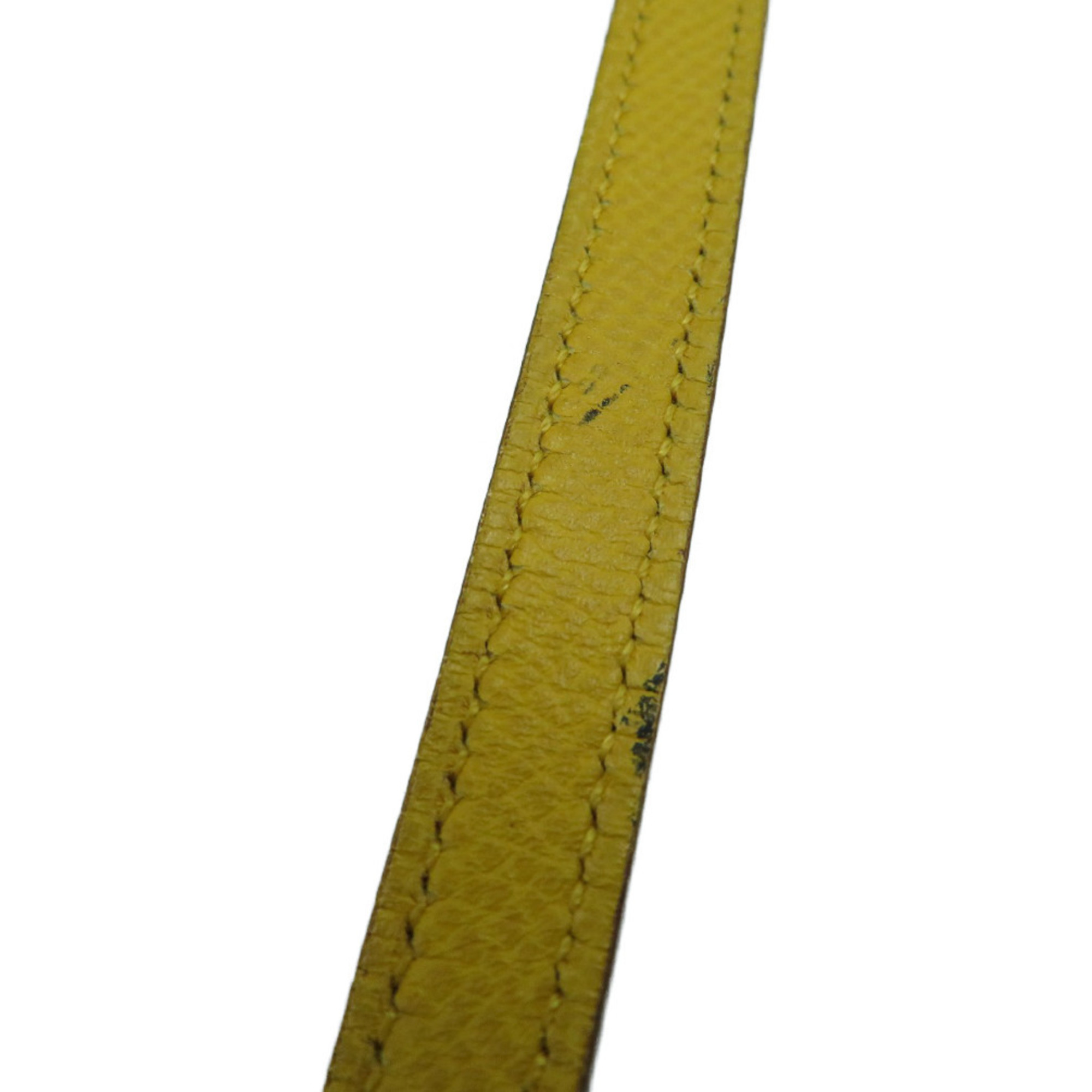 Hermes Kushbel Trumpet Horn Necklace Choker B Engraved Yellow 0064 HERMES
