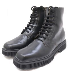 Gucci Double G Lace-up Leather Boots Men's Black 7 Side Zip Interlocking