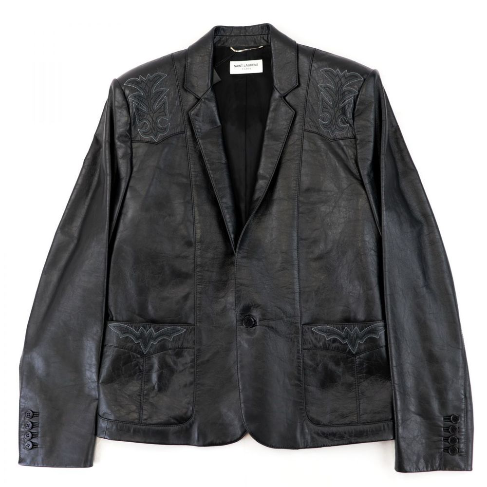 Saint Laurent 19SS Runway Wear Western Embroidery Leather Jacket