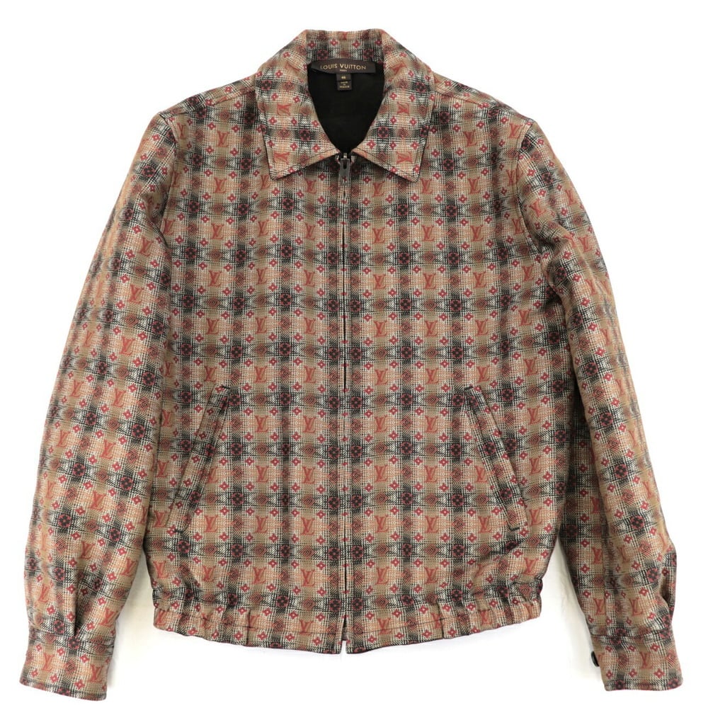 Louis Vuitton 05AW Monogram Check Zip Up Blouson Men's Brown 46 Jacket