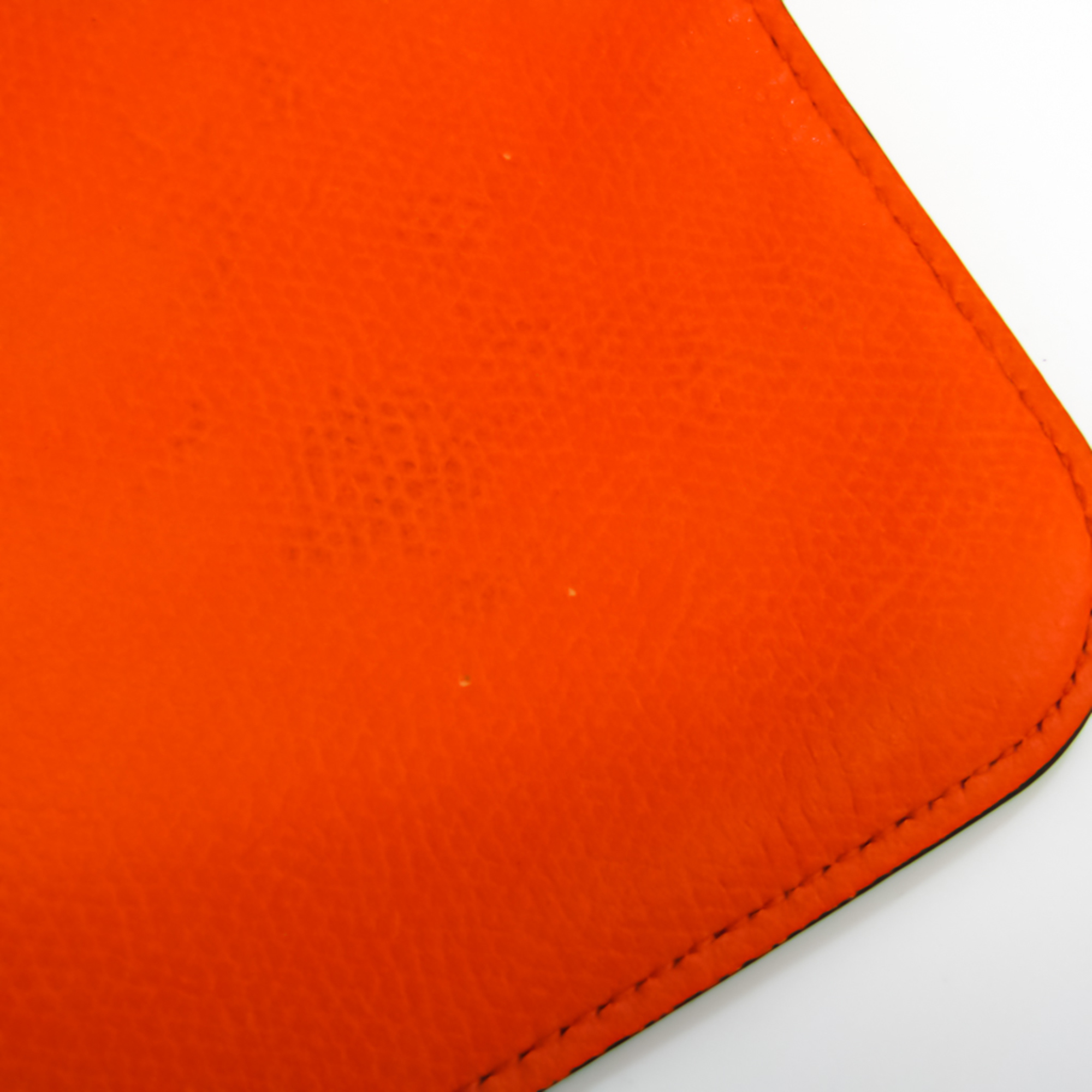 Valextra V2L14 Unisex Leather Pouch Orange