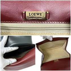 Loewe Clutch Bag Green Red Leather Calf LOEWE Flap Ladies Adult