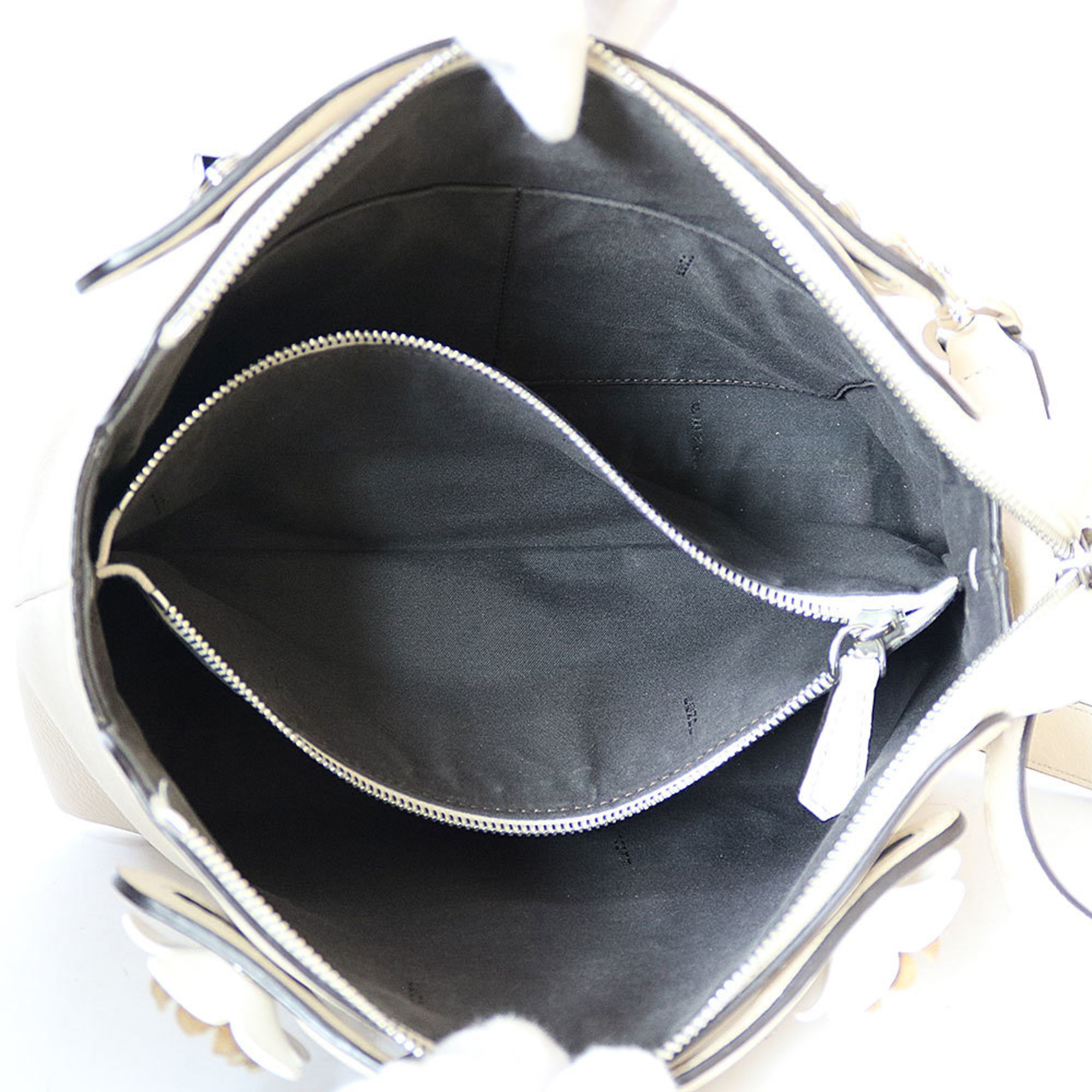 FENDI Shoulder Bag By The Way Beige 2way Flower Ladies Leather