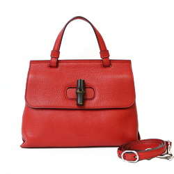 GUCCI Gucci Shoulder Bag Bamboo Handbag Red Women's Leather