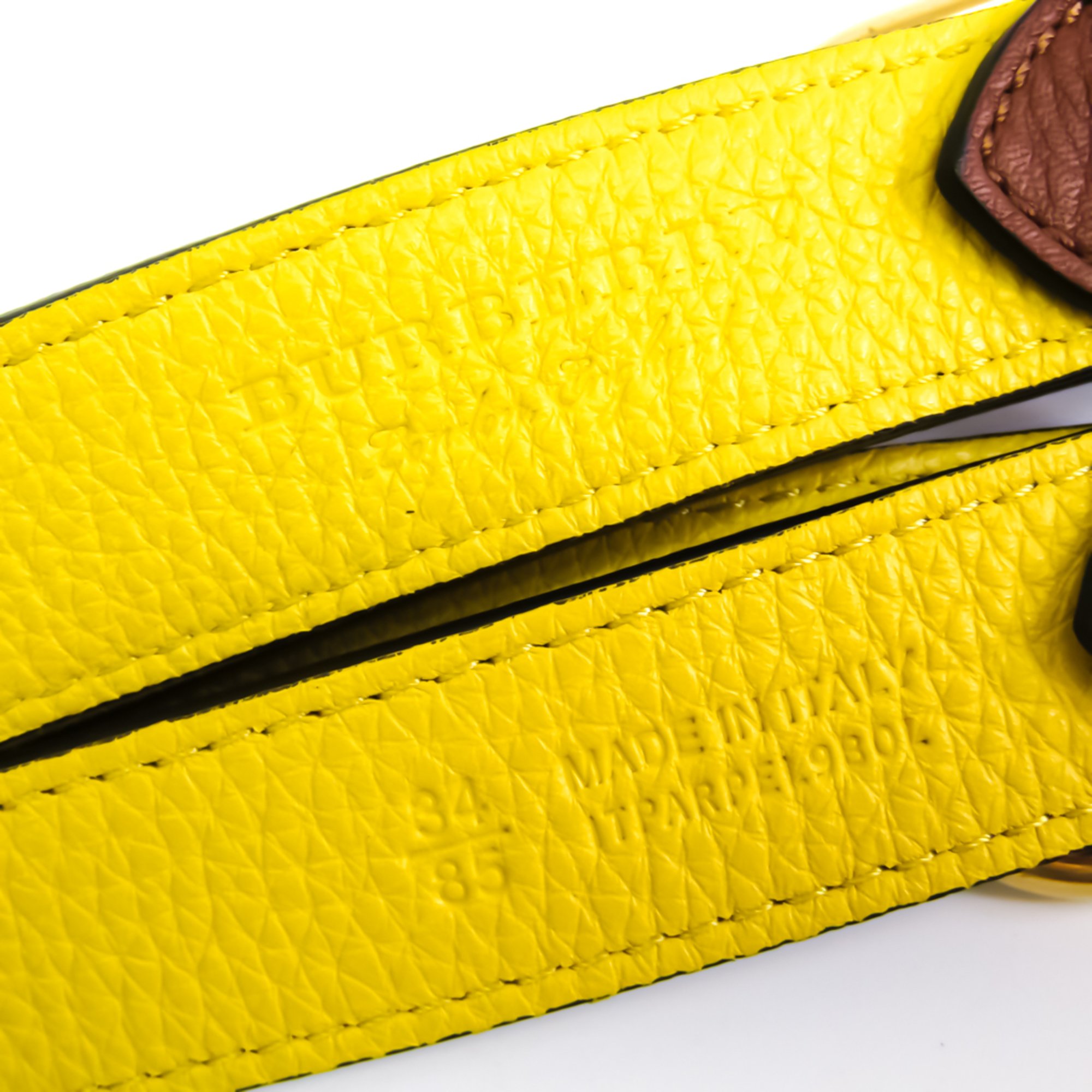 Burberry Men's Leather Standard Belt Brown,Yellow 85