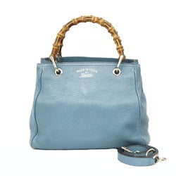 GUCCI Gucci Shoulder Bag Bamboo Handbag Blue Ladies
