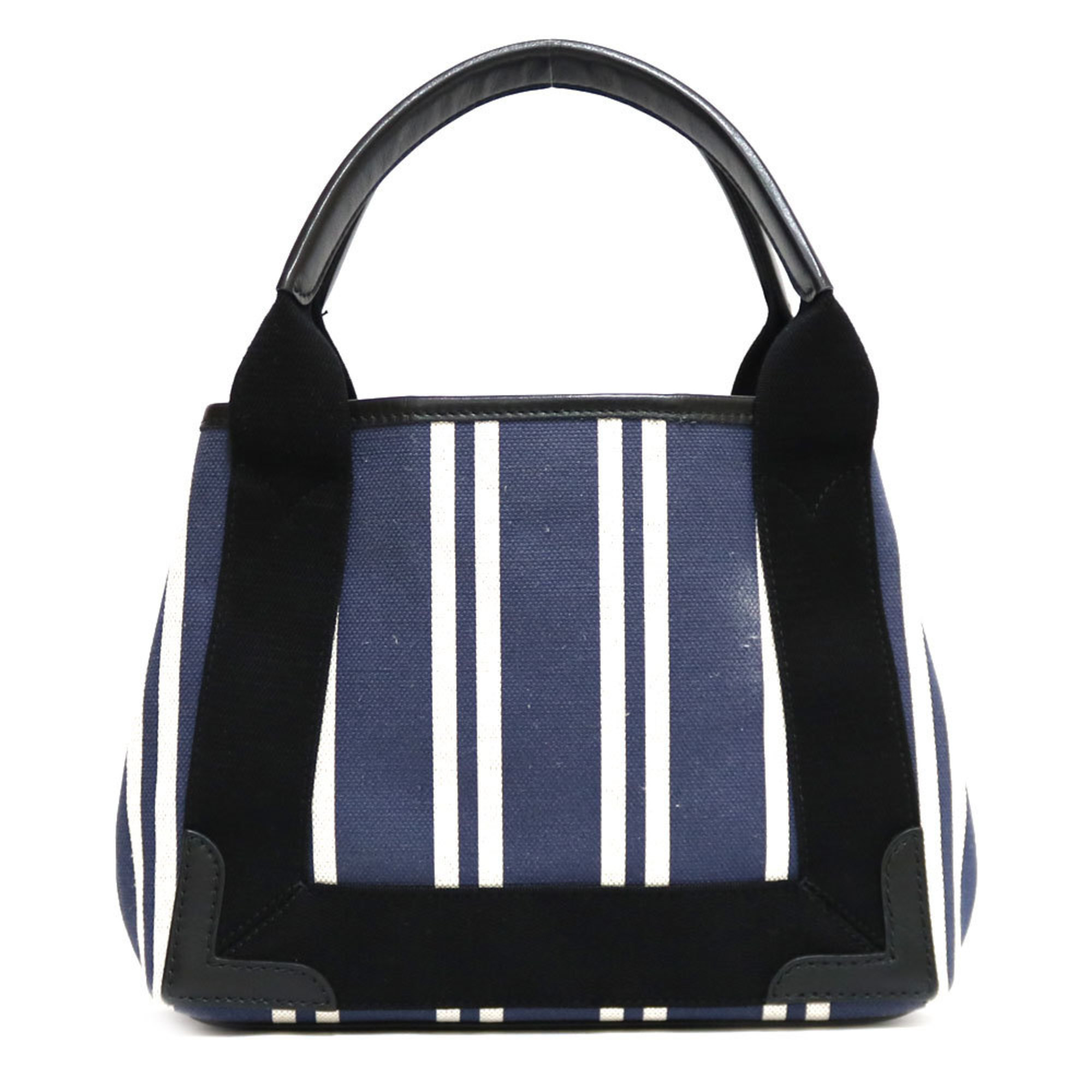 BALENCIAGA handbag 2way shoulder bag navy stripe ladies canvas